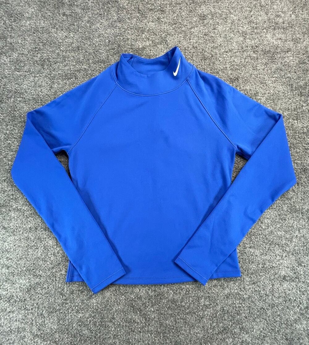 Nike Pro Dri-FIT Compression Mock Neck Shirt Women's Medium Blue Athletic